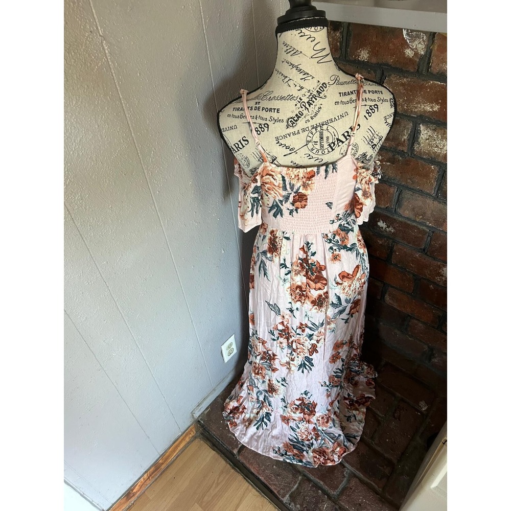 Women dress American Rag Cie Asymmetrical pink Floral  Multicolor M boho Chic - Picture 2 of 5